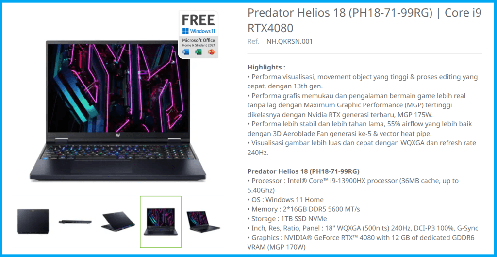 gambar banner Predator Helios 18 PH18-71-99RG (NH.QKRSN.001) dari inti-solusi.com