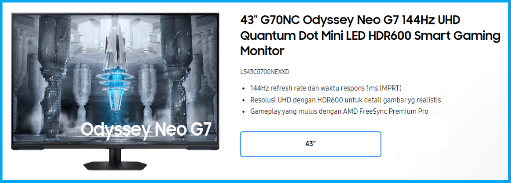 gambar baner Samsung LS43CG700NEXXD (Odyssey Neo G7 - G70NC) dari inti-solusi.com
